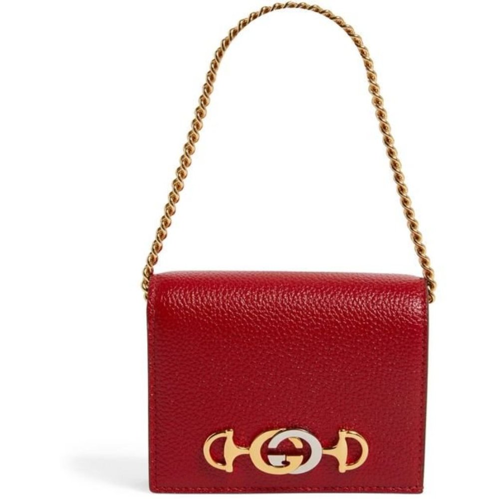 Gucci Zumi Horse-bit Card Case on a Chain in Red - Picture 3 of 7